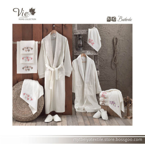 Solid Color Fashion Comfortable Printing Terry Cotton Bathrobe Luxury